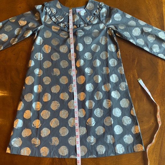 Hanna Andersson dress long sleeve gray metallic silver polka dot (140) 10 - Picture 9 of 16